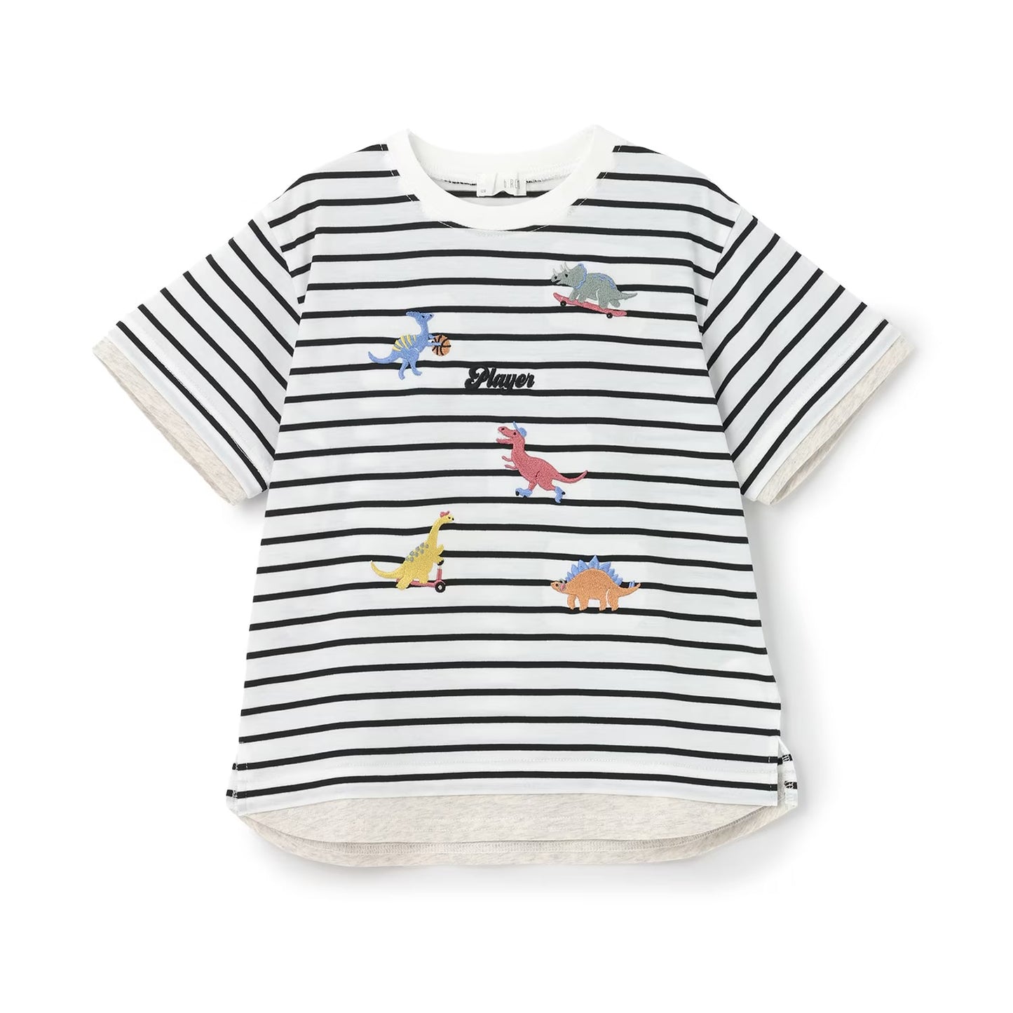日本童裝 b・R# 假兩件刺繡圖案上衣 90-140cm 男童款 夏季 TOPS