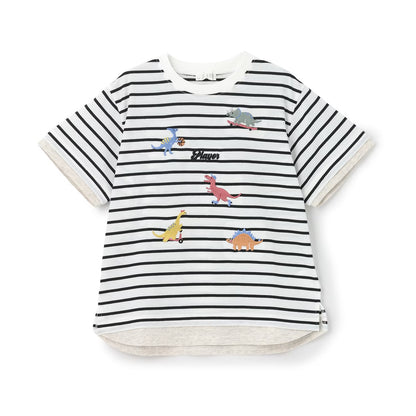 日本童裝 b・R# 假兩件刺繡圖案上衣 90-140cm 男童款 夏季 TOPS