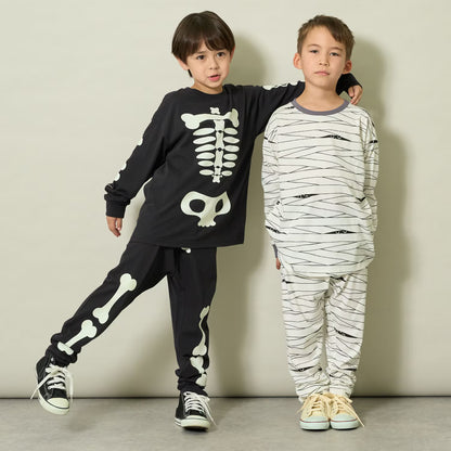 日本童裝 b・R# 吸水速乾 防UV 防污系列 夜光骷髏骨及妖怪兩件套裝 100-130cm 男童款/女童款 萬聖節 Cosplay服裝 Halloween攪鬼特輯