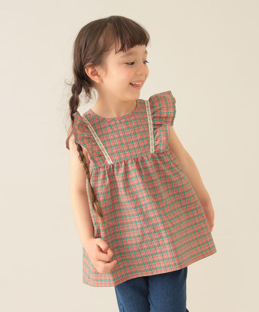 Japanese children's clothing BEAMS mini small flying sleeve top 90-150cm girls summer TOPS 