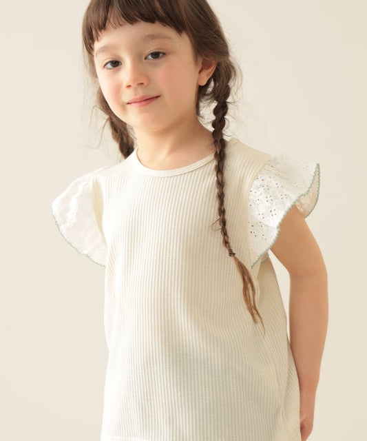 Japanese children's clothing BEAMS mini small flying sleeve top 90-150cm girls summer TOPS 