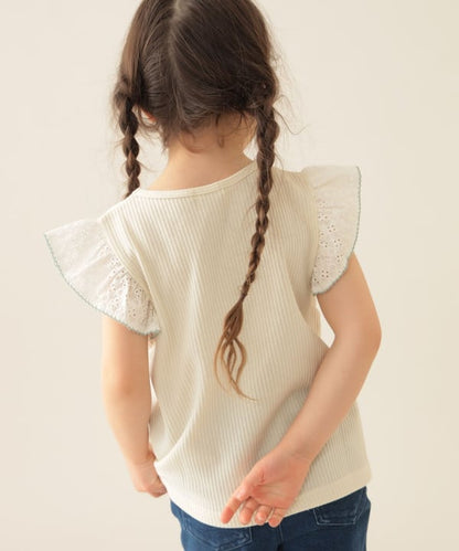 Japanese children's clothing BEAMS mini small flying sleeve top 90-150cm girls summer TOPS 