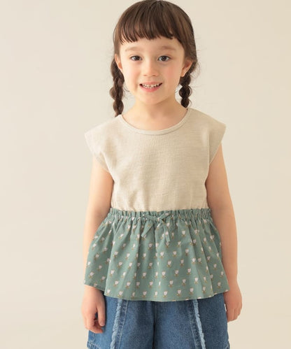Japanese children's clothing BEAMS mini patchwork vest 90-150cm girls summer TOPS 