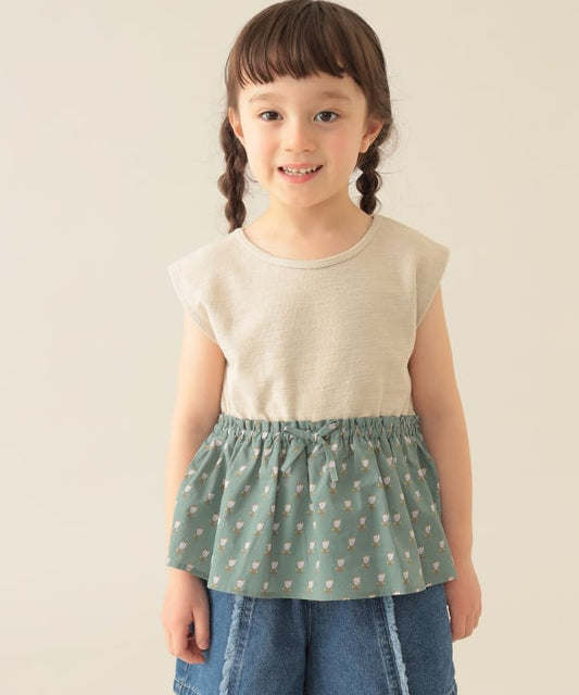 Japanese children's clothing BEAMS mini patchwork vest 90-150cm girls summer TOPS 