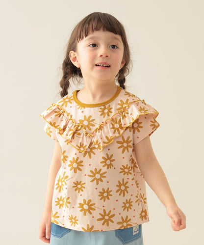Japanese children's clothing BEAMS mini floral top 90-150cm girls summer TOPS 
