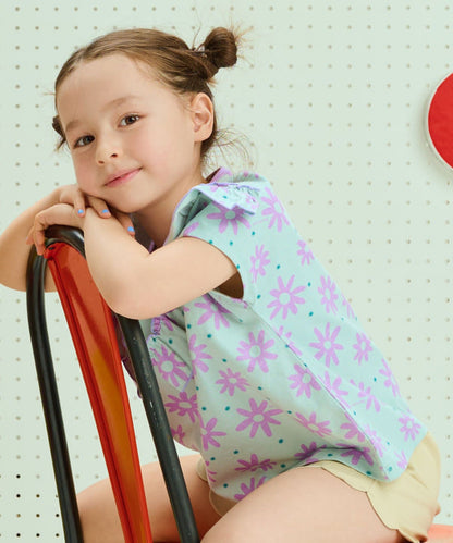 Japanese children's clothing BEAMS mini floral top 90-150cm girls summer TOPS 