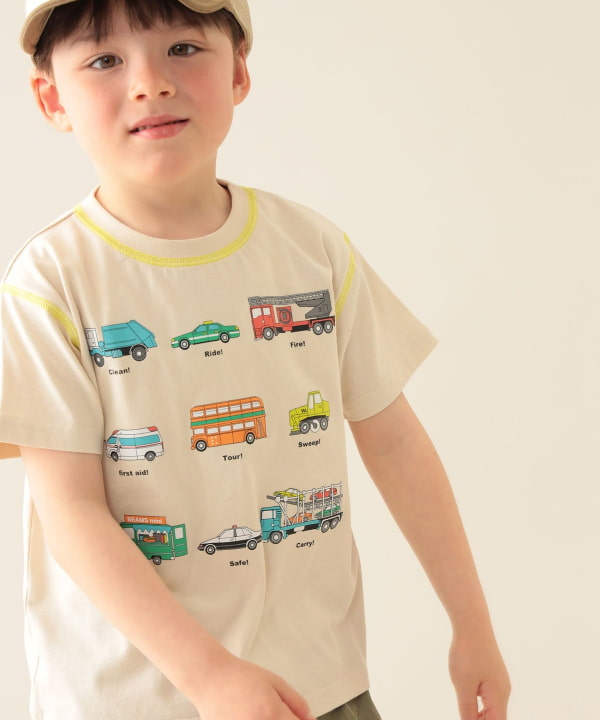 Japanese BEAMS mini car print top 90-130cm boys summer TOPS 