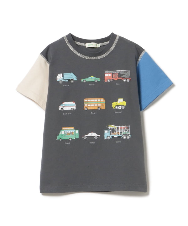Japanese BEAMS mini car print top 90-130cm boys summer TOPS 