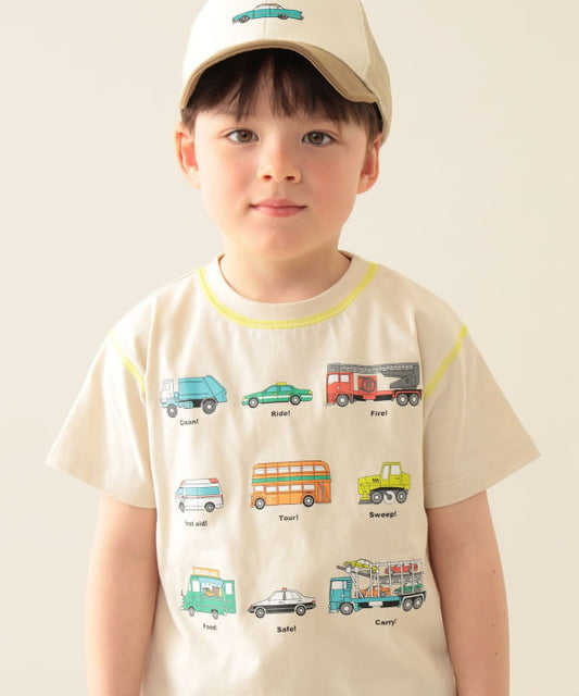 Japanese BEAMS mini car print top 90-130cm boys summer TOPS 