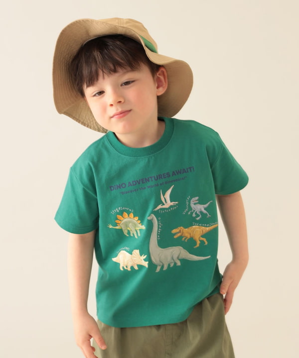 Japanese children's clothing BEAMS mini dinosaur print top 90-150cm boys' summer TOPS 