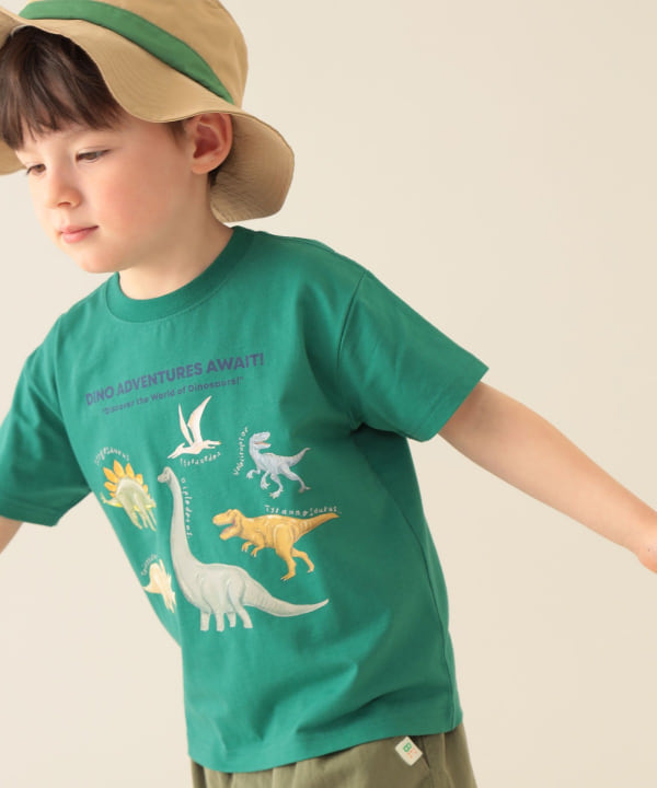 Japanese children's clothing BEAMS mini dinosaur print top 90-150cm boys' summer TOPS 