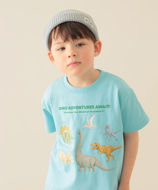 Japanese children's clothing BEAMS mini dinosaur print top 90-150cm boys' summer TOPS 