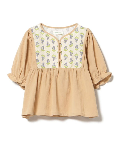 Japanese children's clothing BEAMS mini ethnic style floral top 90-150cm girls summer TOPS 