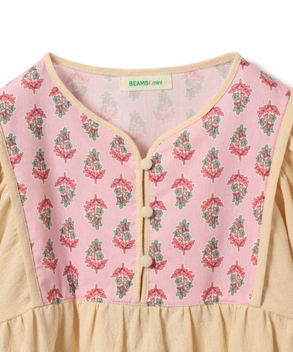Japanese children's clothing BEAMS mini ethnic style floral top 90-150cm girls summer TOPS 