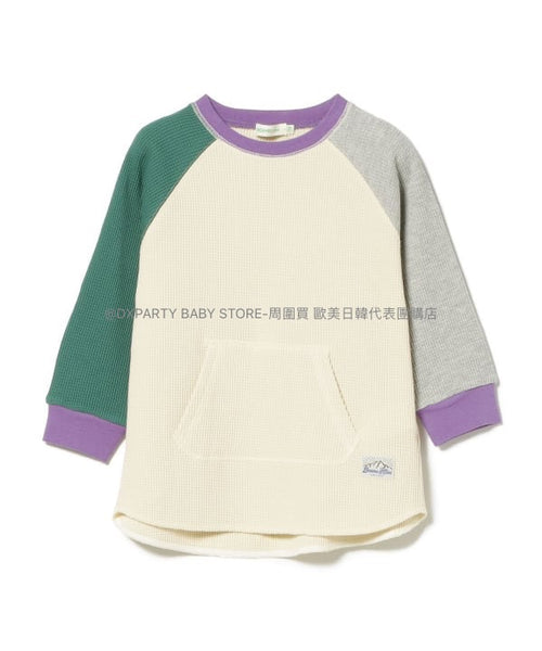 日本童裝 BEAMS mini 插肩華夫格T恤 90-150cm 男童款/女童款 秋季 TOPS