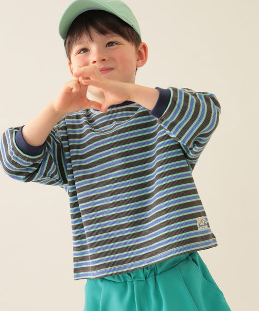 Japanese children's clothing BEAMS mini striped top 90-150cm boys' summer TOPS 
