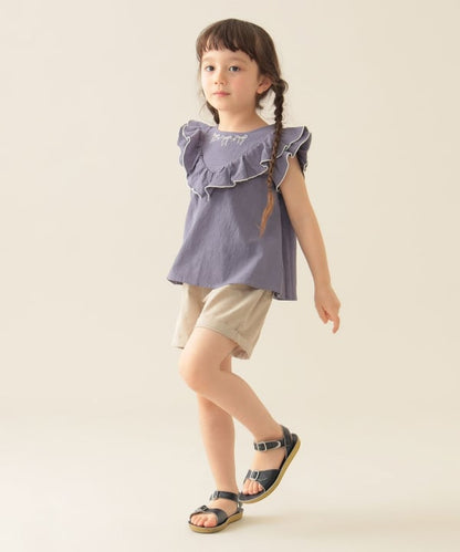 Japanese BEAMS Mini Embroidery Two-Piece Set (90-150cm) for Girls (Summer TOPS PANTS) 