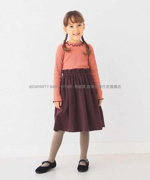 日本童裝 BEAMS mini 網眼羅紋拼接連身裙 90-150cm 女童款 秋季 DRESSES