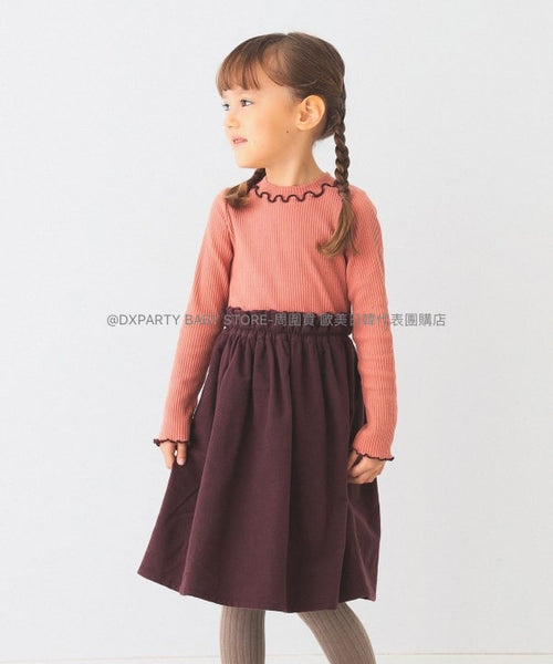 日本童裝 BEAMS mini 網眼羅紋拼接連身裙 90-150cm 女童款 秋季 DRESSES