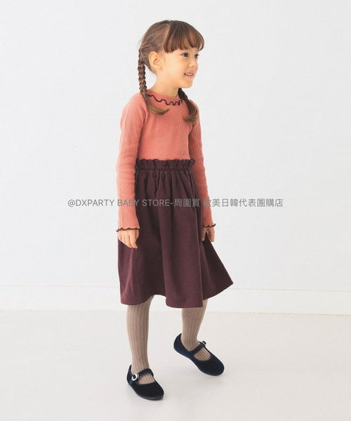 日本童裝 BEAMS mini 網眼羅紋拼接連身裙 90-150cm 女童款 秋季 DRESSES