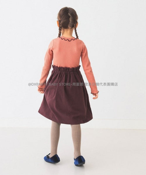 日本童裝 BEAMS mini 網眼羅紋拼接連身裙 90-150cm 女童款 秋季 DRESSES