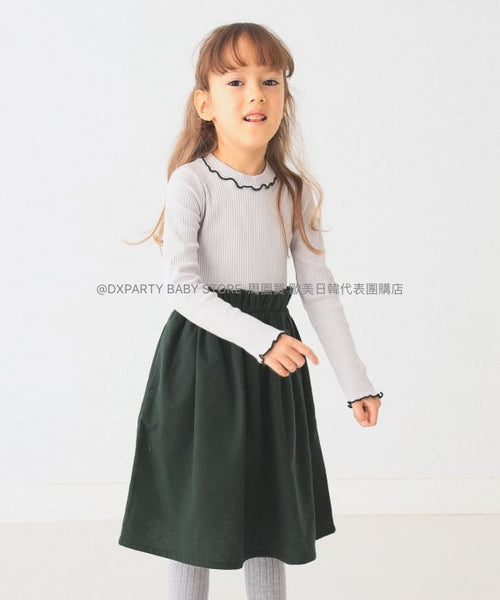 日本童裝 BEAMS mini 網眼羅紋拼接連身裙 90-150cm 女童款 秋季 DRESSES