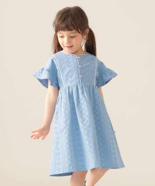 Japanese children's clothing BEAMS mini hollow dress 90-150cm girls summer dresses 
