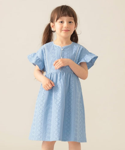 Japanese children's clothing BEAMS mini hollow dress 90-150cm girls summer dresses 