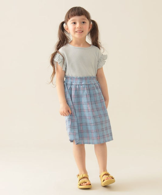 Japanese children's clothing BEAMS mini patchwork checkered vest dress 90-150cm girls summer dresses 