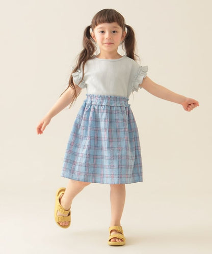 Japanese children's clothing BEAMS mini patchwork checkered vest dress 90-150cm girls summer dresses 