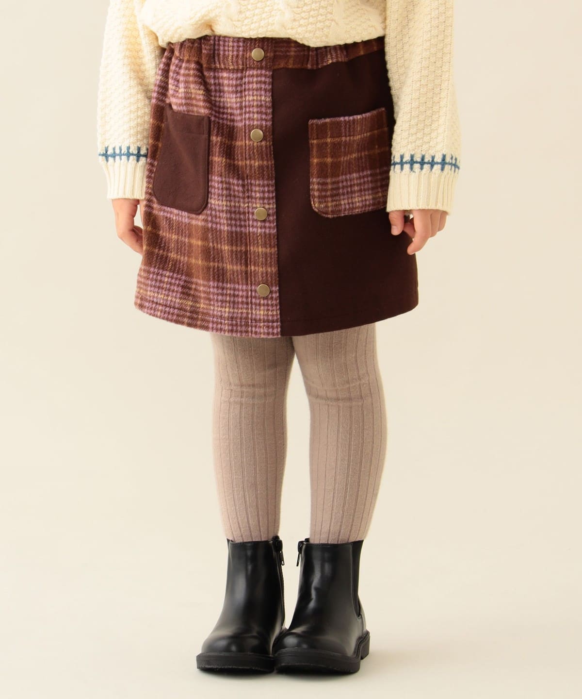 日本童裝 BEAMS mini 毛呢格仔裙褲 90-140cm 女童款 秋冬季 PANTS