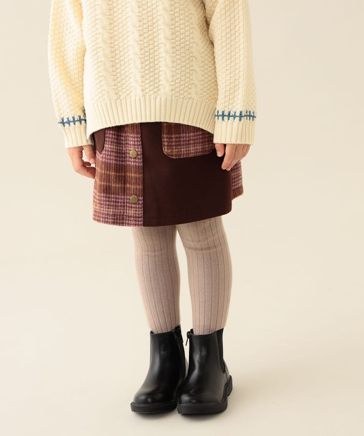 日本童裝 BEAMS mini 毛呢格仔裙褲 90-140cm 女童款 秋冬季 PANTS