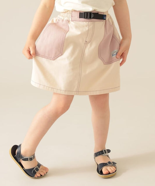 Japanese children's clothing BEAMS mini contrast pocket skirt 90-150cm girls summer SKIRTS 