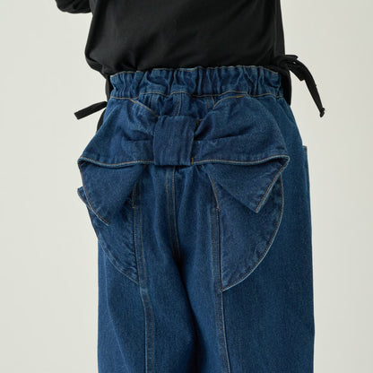 日本童裝 Ly# mine 後繫帶蝴蝶結牛仔褲 100-140cm 女童款 秋季 PANTS