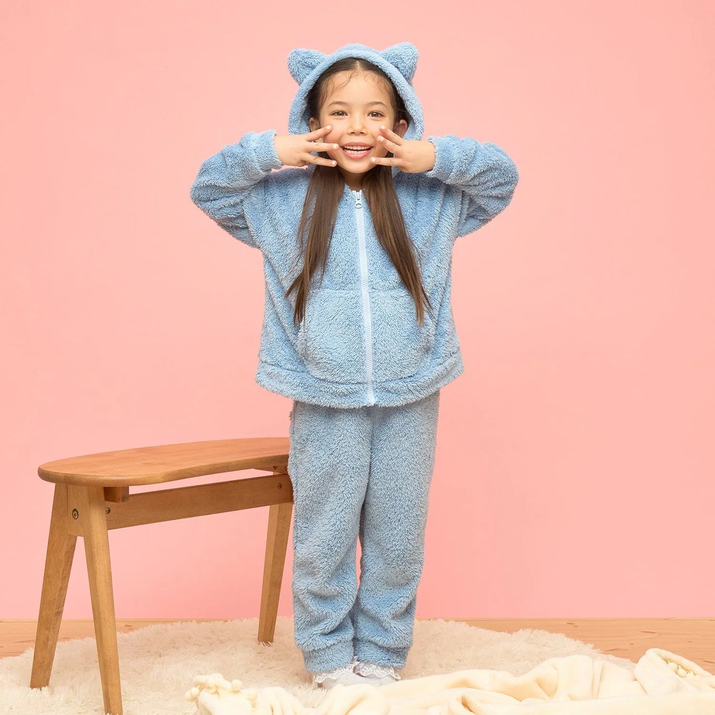 日本童裝 Ly# mine 毛毛睡衣套裝 100-150cm 女童款 冬季 TOPS PANTS 睡衣系列