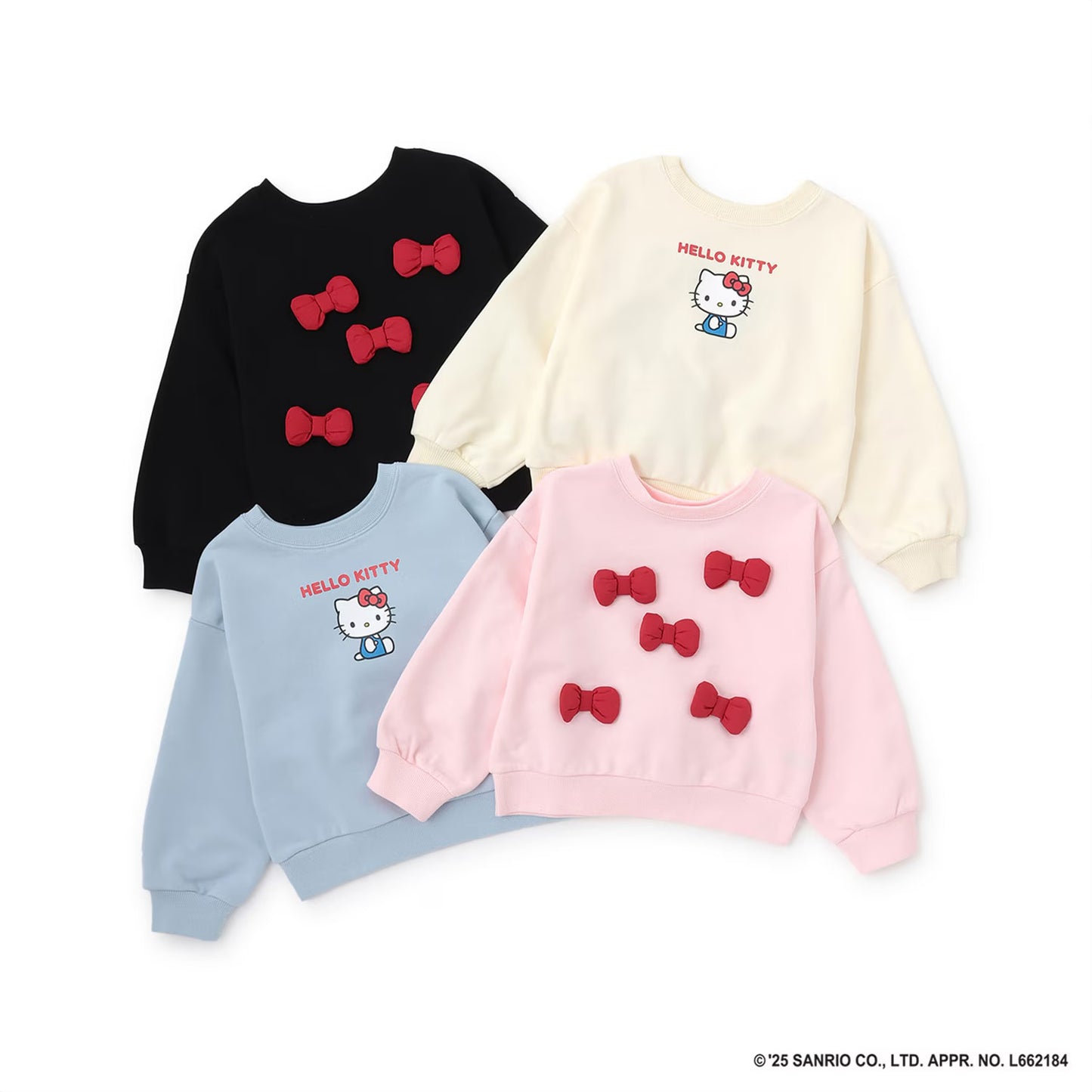 日本童裝 Ly# mine x Sanrio 速乾系列 2Way 前後兩著 Hello Kitty 3D絲帶衛衣 100-140cm 女童款 冬季 TOPS