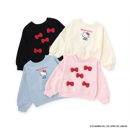 日本童裝 Ly# mine x Sanrio 速乾系列 2Way 前後兩著 Hello Kitty 3D絲帶衛衣 100-140cm 女童款 冬季 TOPS