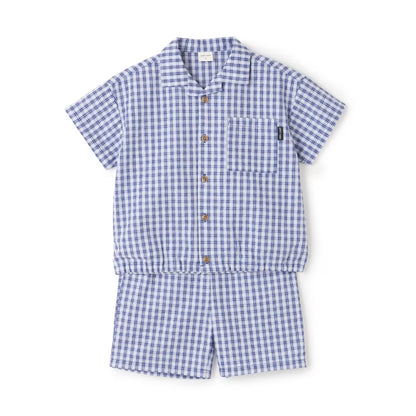 日本童裝 pe#main 格子布帛兩件套裝 80-130cm 男童款 夏季 TOPS PANTS