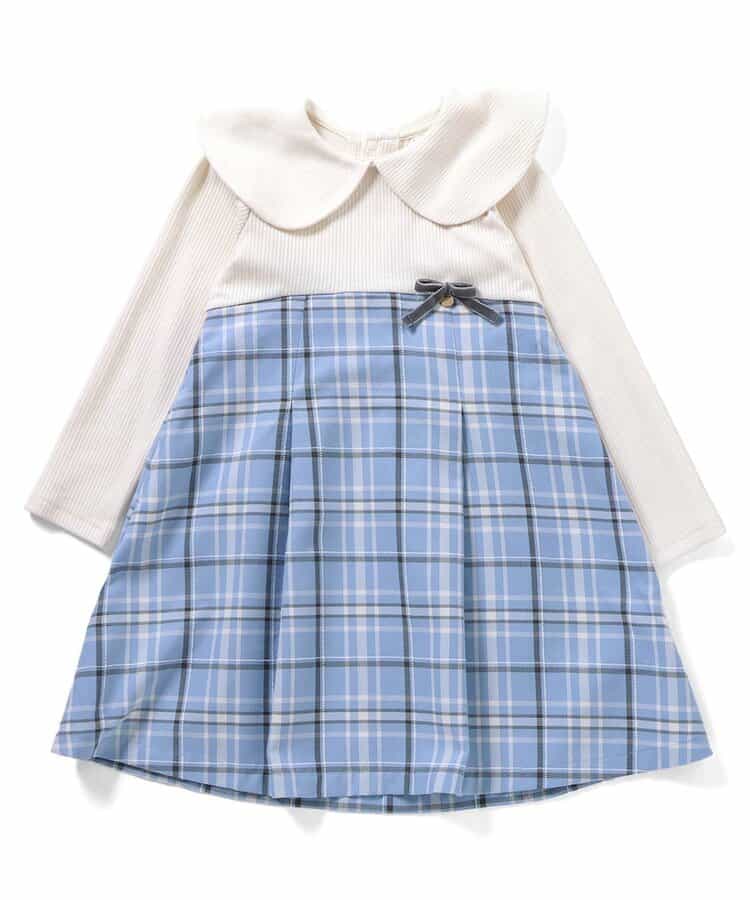 日本童裝 apres les cours 披肩格紋連身裙 80-140cm 女童款 冬季 DRESSES 聖誕紅/新年紅