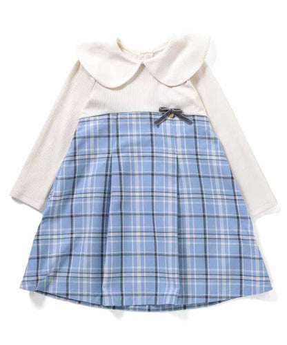 日本童裝 apres les cours 披肩格紋連身裙 80-140cm 女童款 冬季 DRESSES 聖誕紅/新年紅