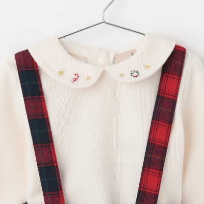 日本童裝 pe#main 上衣吊帶連體褲套裝 80-110cm 初生嬰兒 男童款 冬季 Jumpsuit 聖誕紅/新年紅