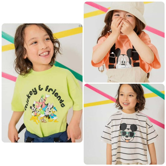 Japanese children's clothing BREEZE x Disney printed tops 80-140cm boys/girls summer TOPS 