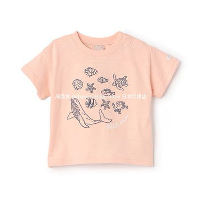 Japanese children's clothing pe#main Contact Cool Ocean Embroidery Top 80-130cm Boys/Girls Summer TOPS 