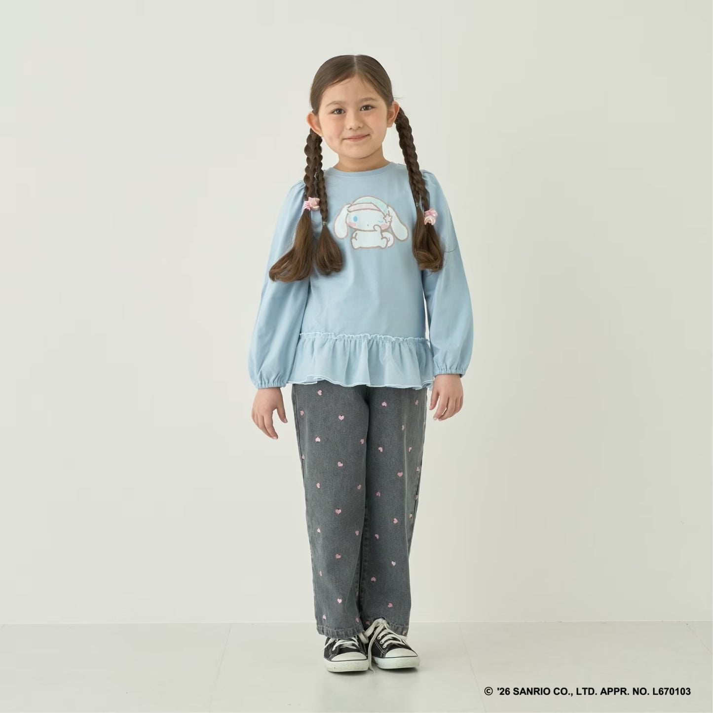 日本童裝 Ly# mine 愛心刺繡印花牛仔褲 100-140cm 女童款 夏季 PANTS
