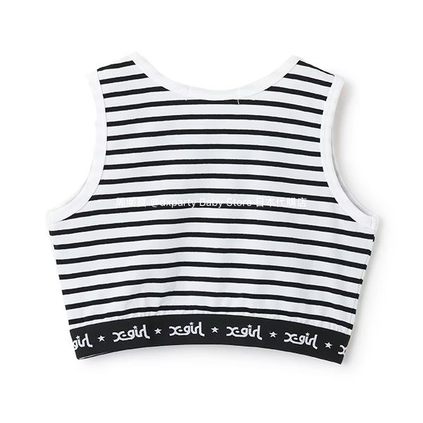 Japanese children's clothing X-girl Stages striped short vest 90-140cm girls summer TOPS 