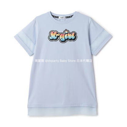 Japanese children's clothing X-girl Stages mesh patchwork dress 80-140cm girls summer dresses 
