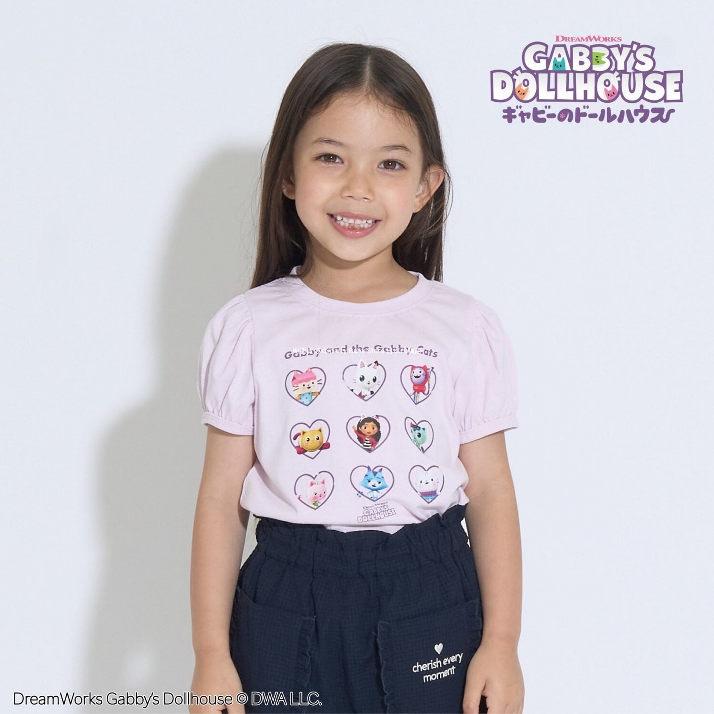 Japanese children's clothing Ly# mine x GABBY'S DOLLHOUSE printed top 100-130cm girls summer TOPS 