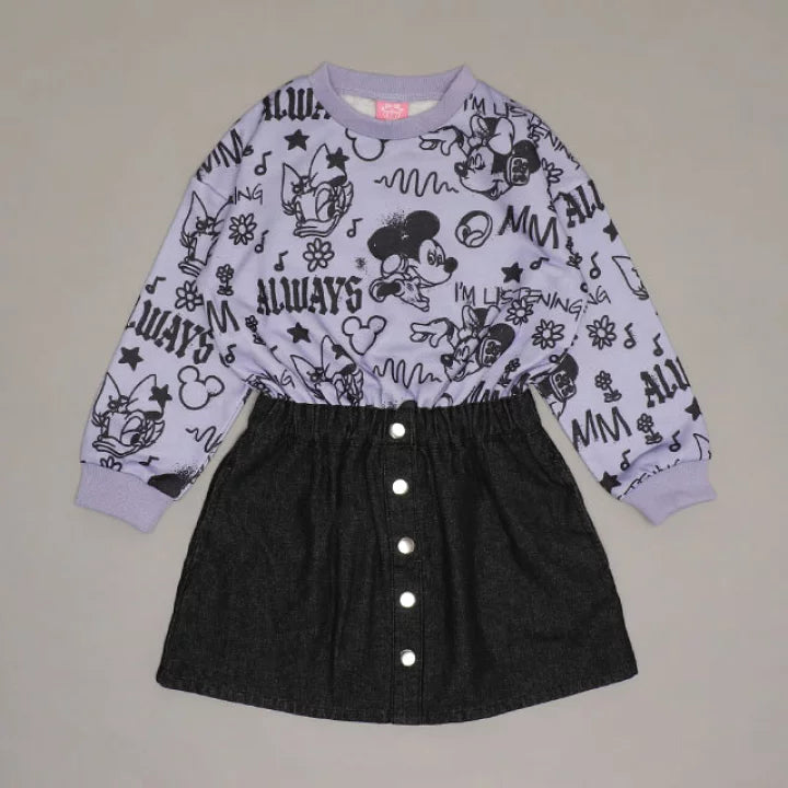 日本童裝 BDL x Disney 衛衣拼接連身裙 90-140cm 女童款 冬季 DRESSES