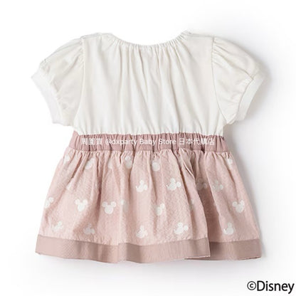 Japanese children's clothing pe#main x Disney patchwork top 80-130cm girls summer TOPS 