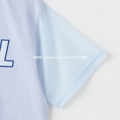 Japanese children's clothing X-girl Stages mesh sleeve patchwork top 90-140cm girls summer TOPS 